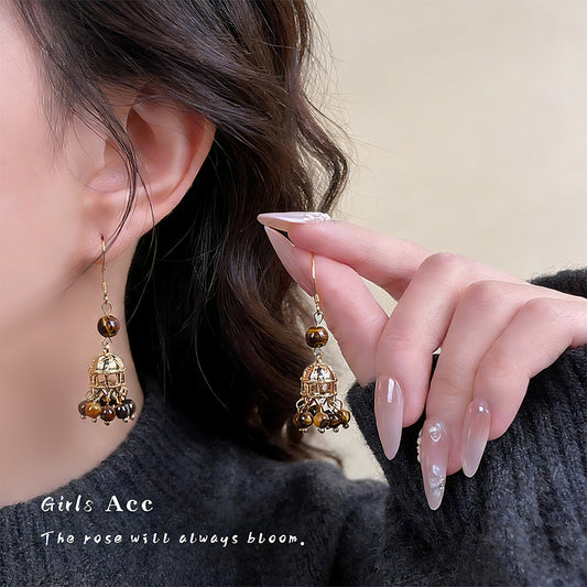 A廠 韓系款 文藝復古虎眼石銀針耳環 批發 折扣@洽客服 26.03.W1「6951」