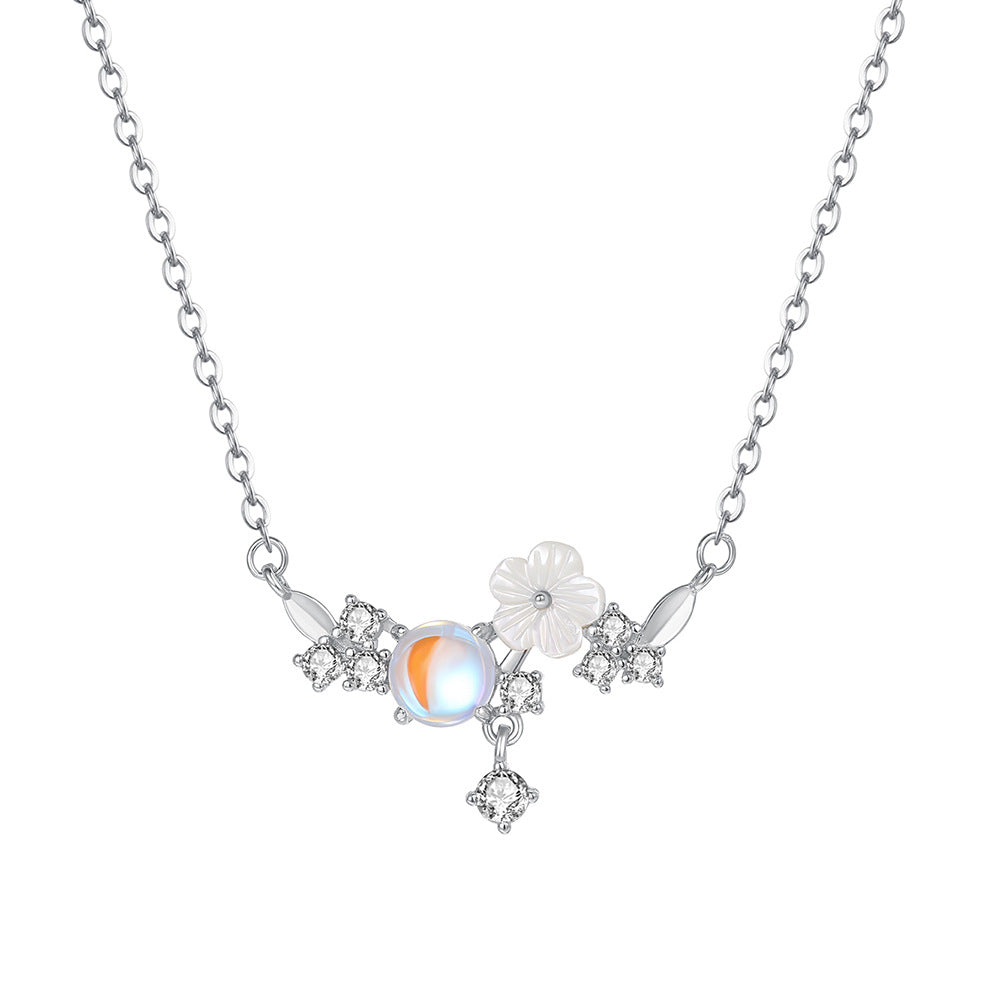 C廠 韓國韓版月光石山茶花S925純銀項鍊 批發 折扣@洽客服 25.11.26「A4629」