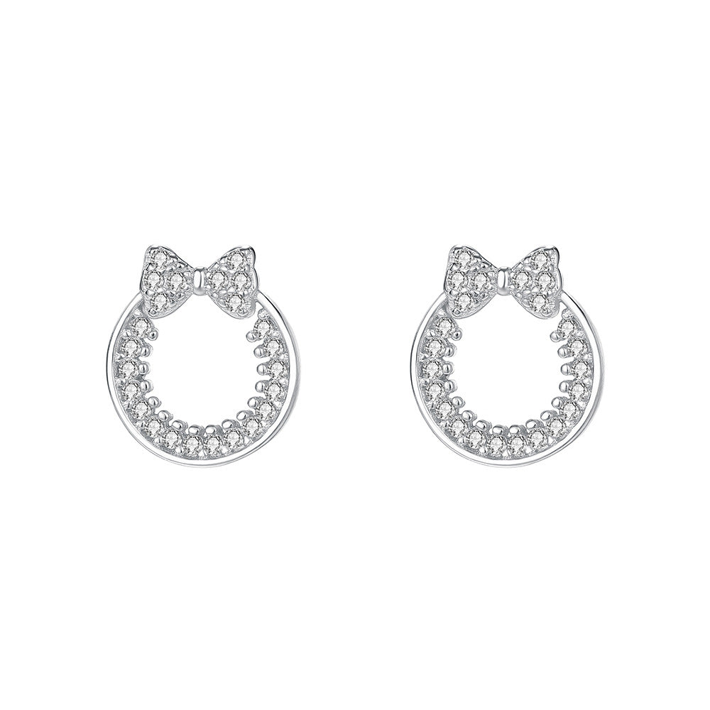 C廠 韓國韓版滿天星蝴蝶結圈S925純銀耳環 批發 折扣@洽客服 25.12.W1「E5824」