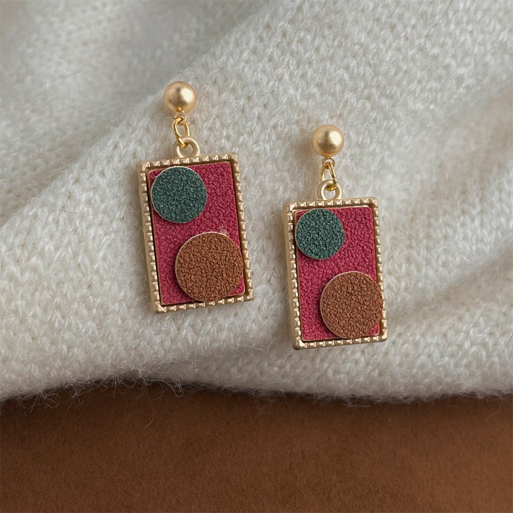 A廠 日韓款 手工藝皮革拼接銀針耳環 批發 折扣@洽客服 25.10.W5「6783」