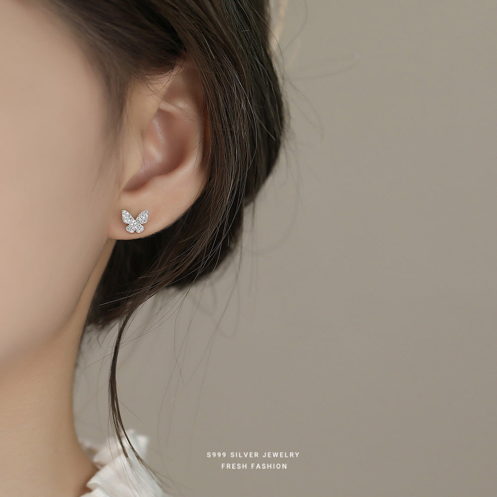 C廠 韓國韓版精緻滿鑲蝴蝶 S999純銀耳環 批發 折扣@洽客服 25.12. W2「E5873」