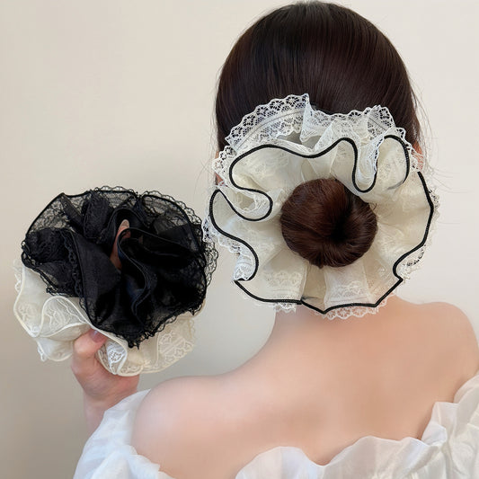 D廠 手作蕾絲四層大腸髮圈批發 折扣@洽客服 26.06.W3「FQ-1070」