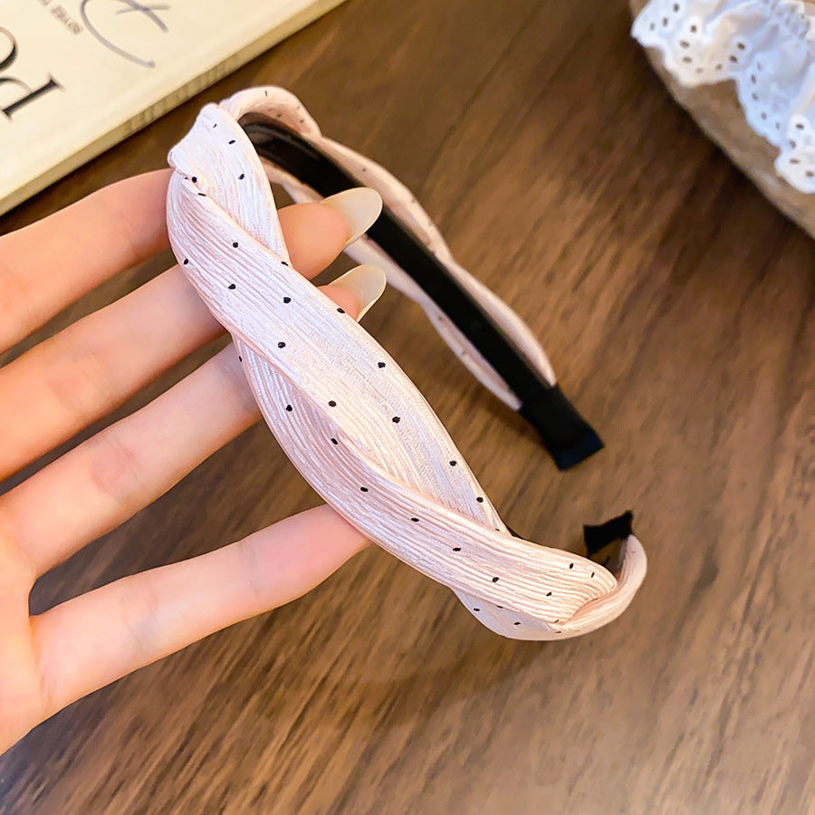 D廠 韓系布藝纏繞波點髮箍批發 折扣@洽客服 26.09.W4「HH10098」