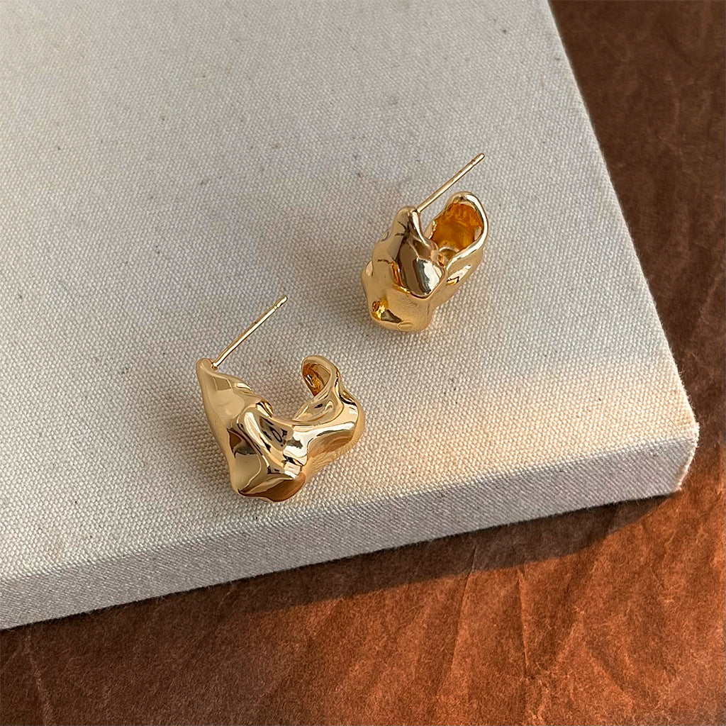 A廠 日韓款 液態不規則肌理銀針耳環 批發 折扣@洽客服 25.10.W5「2293」