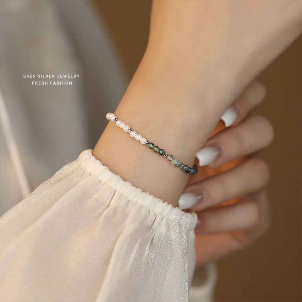 C廠 韓國韓版天然水草瑪瑙珍珠S925純銀手鍊 批發 折扣@洽客服 25.10.W5「L1113」