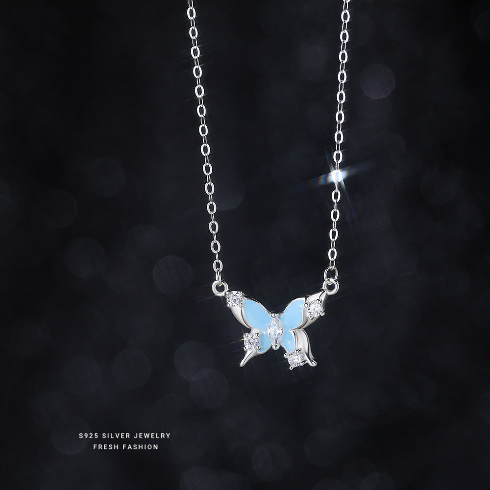 C廠 韓國韓版個性夜光蝴蝶吊墜S925純銀項鍊 批發 折扣@洽客服 25.10.W5「A4473」