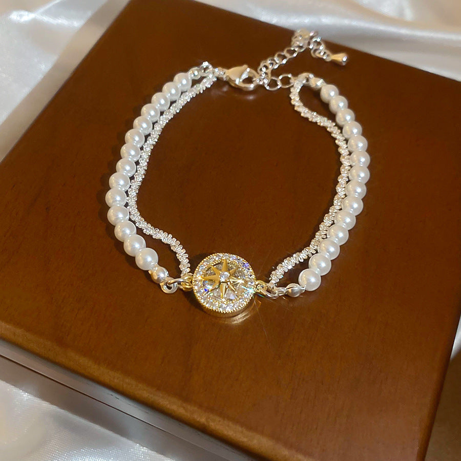 A2廠 韓國韓版珍珠芒星吊墜雙層手鍊 批發 折扣@洽客服 25.10.W3「HB4588」