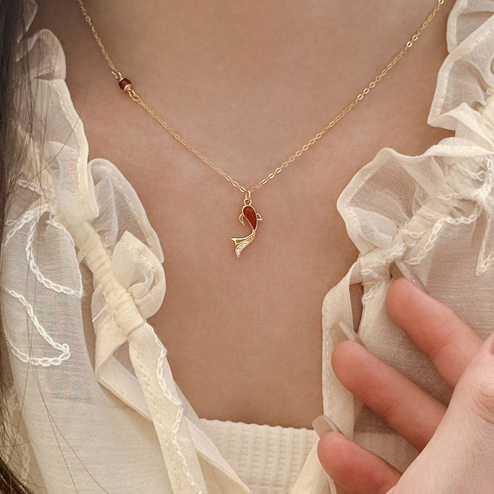 C廠 S925純銀｜精緻小金魚瑪瑙項鍊 批發 折扣@洽客服 25.01.W4「A4892」