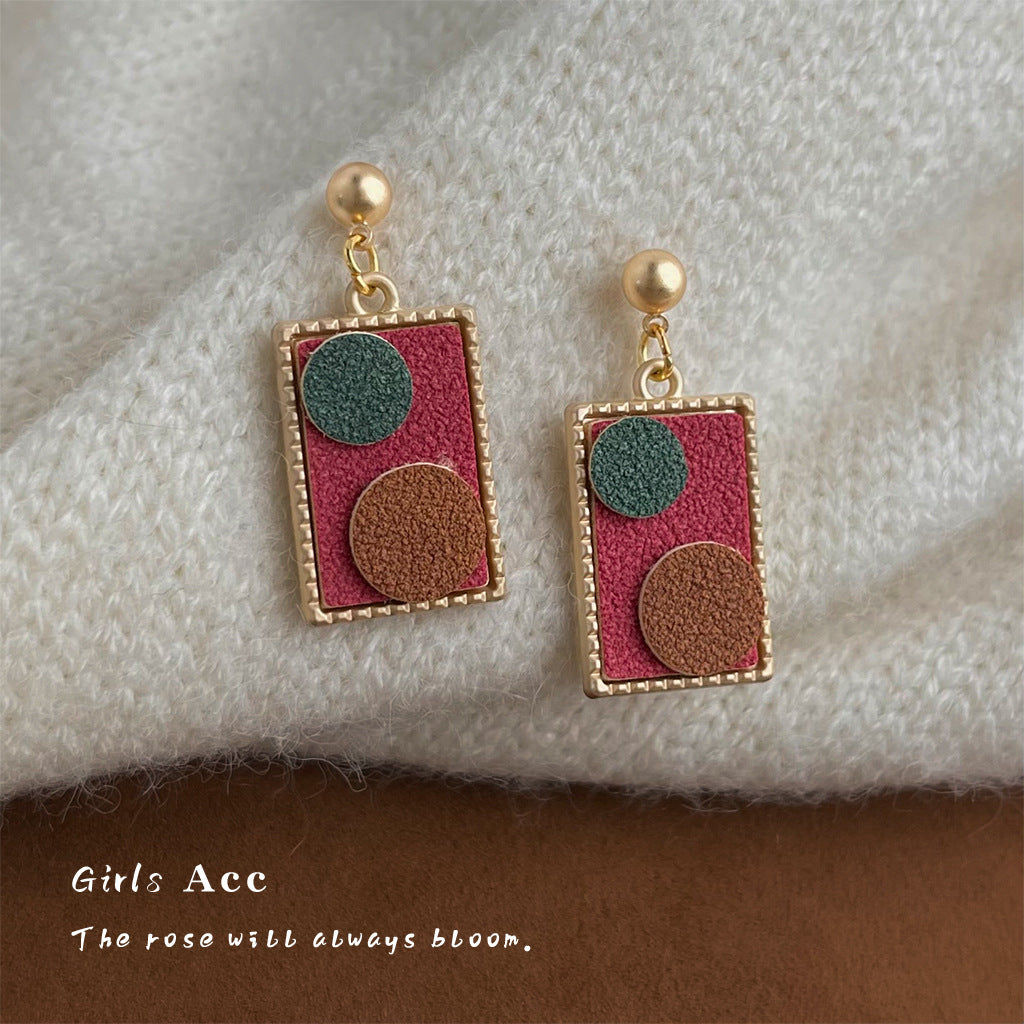 A廠 日韓款 手工藝皮革拼接銀針耳環 批發 折扣@洽客服 25.10.W5「6783」