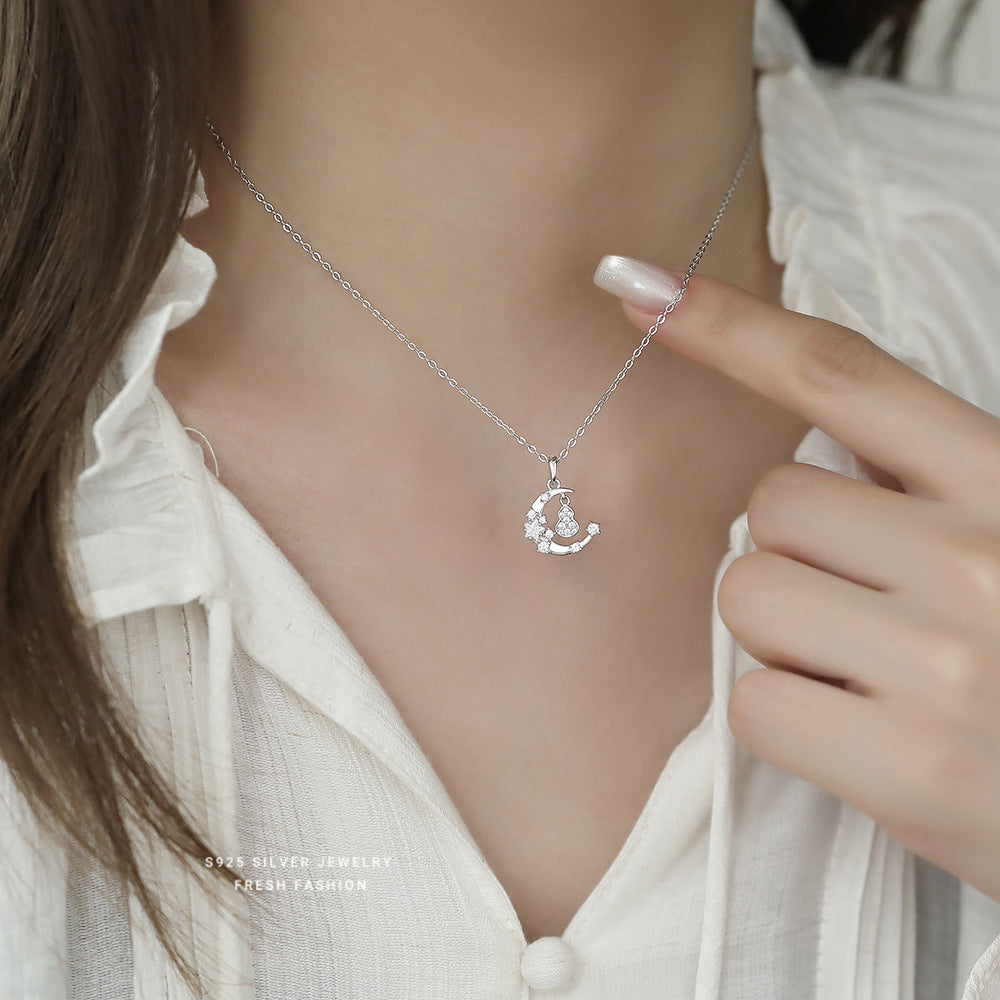 C廠 S925純銀｜韓國韓版月亮葫蘆花朵項鍊 26.02.W1「YA0564」