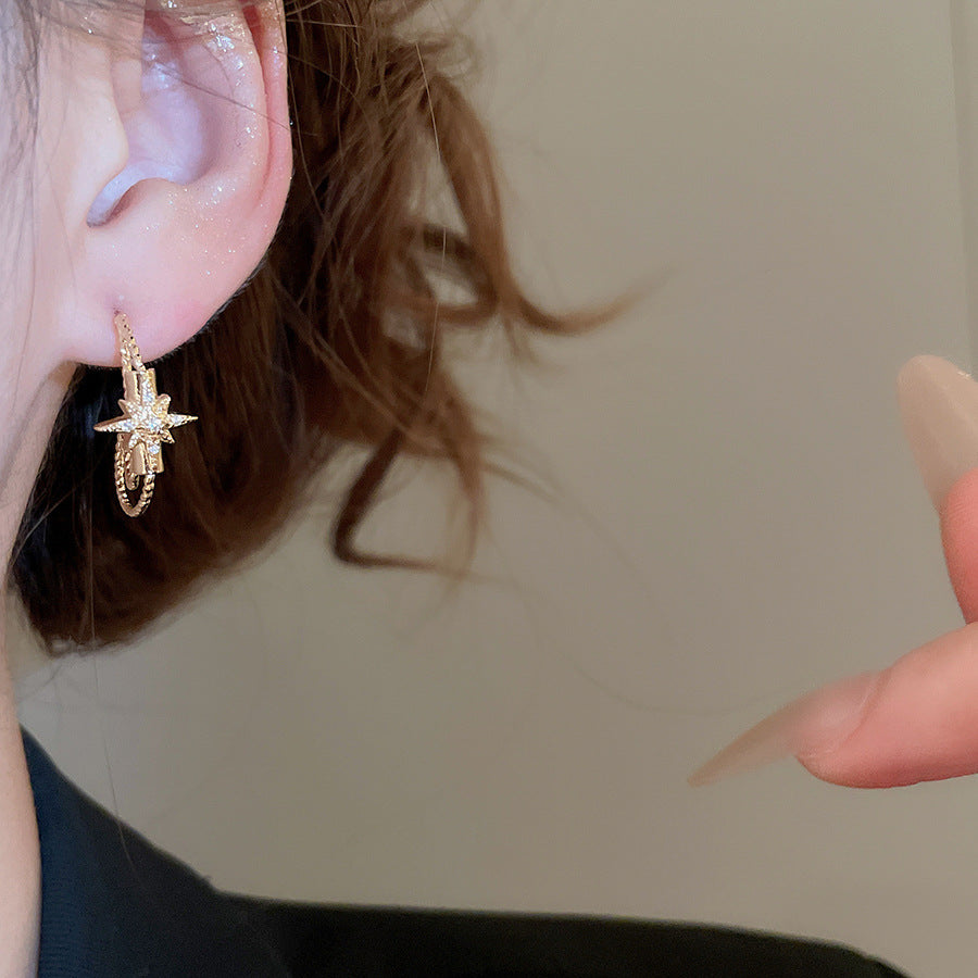 A2廠 韓國韓版鋯石芒星C型銀針耳環 批發 折扣@洽客服 25.10.W5「HE28853」