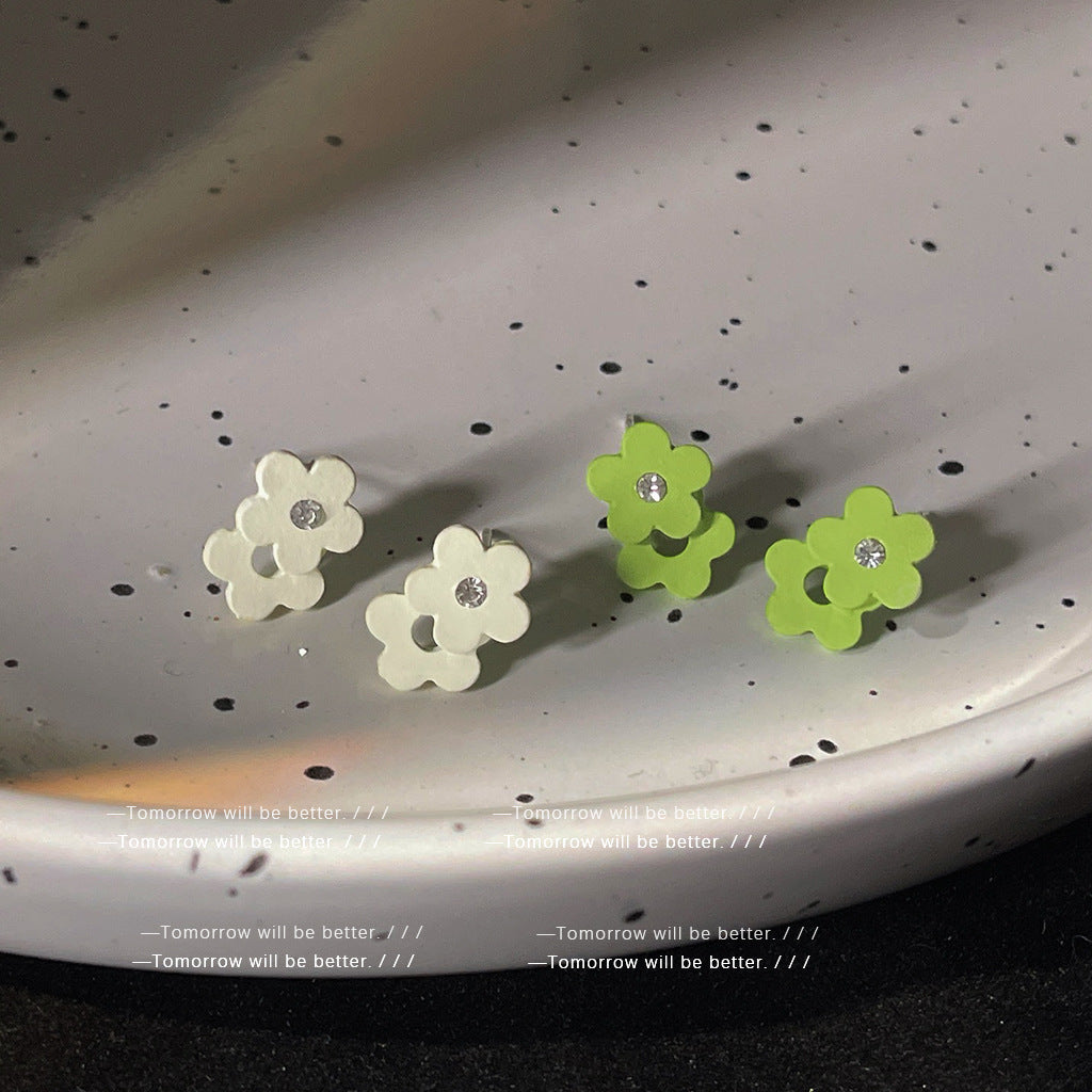 A廠 銅｜日韓款雙色小花銀針耳環 批發 折扣@洽客服 26.02.W3「C-622-C-632」