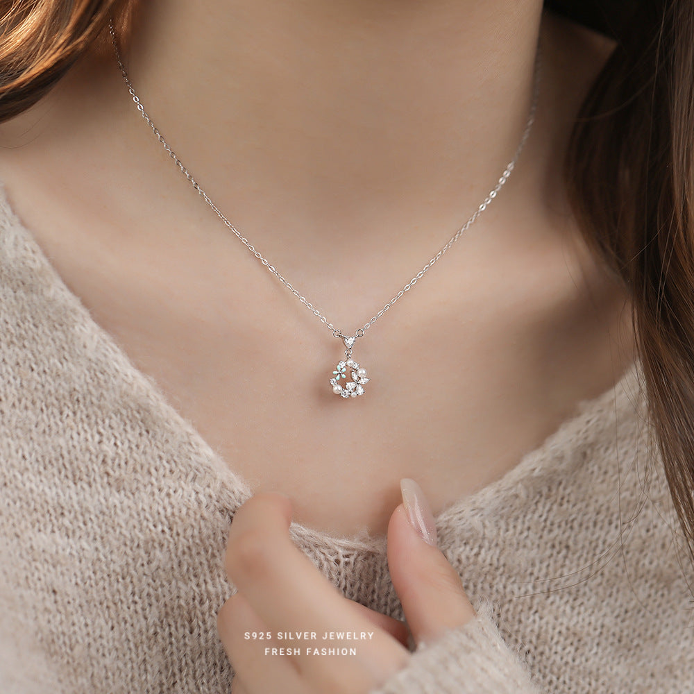 C廠 S925純銀｜韓國韓版蝶戀櫻花項鍊 26.02.W1「A4897」