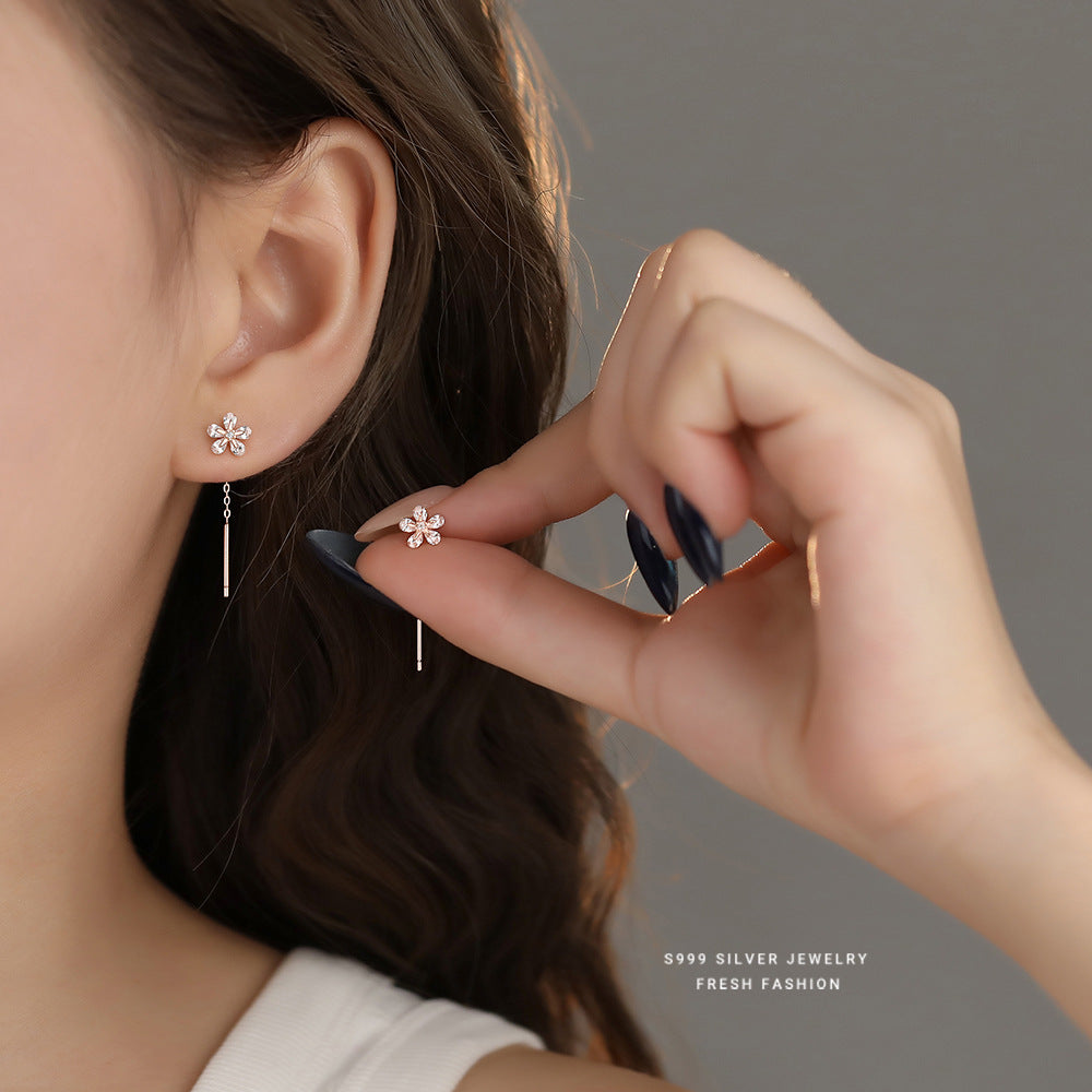 C廠 韓國韓版鋯石小花S999純銀耳線 批發 折扣@洽客服 24.11.W2「E2916」