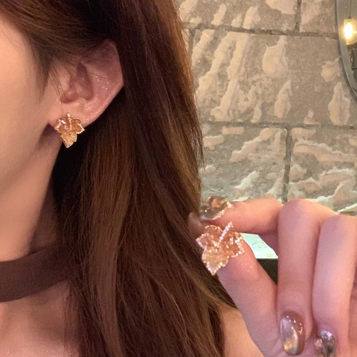 A2廠 韓國韓版鋯石楓葉 電鍍14k真金銀針耳環 批發 折扣@洽客服 25.11.W2「WE5036」