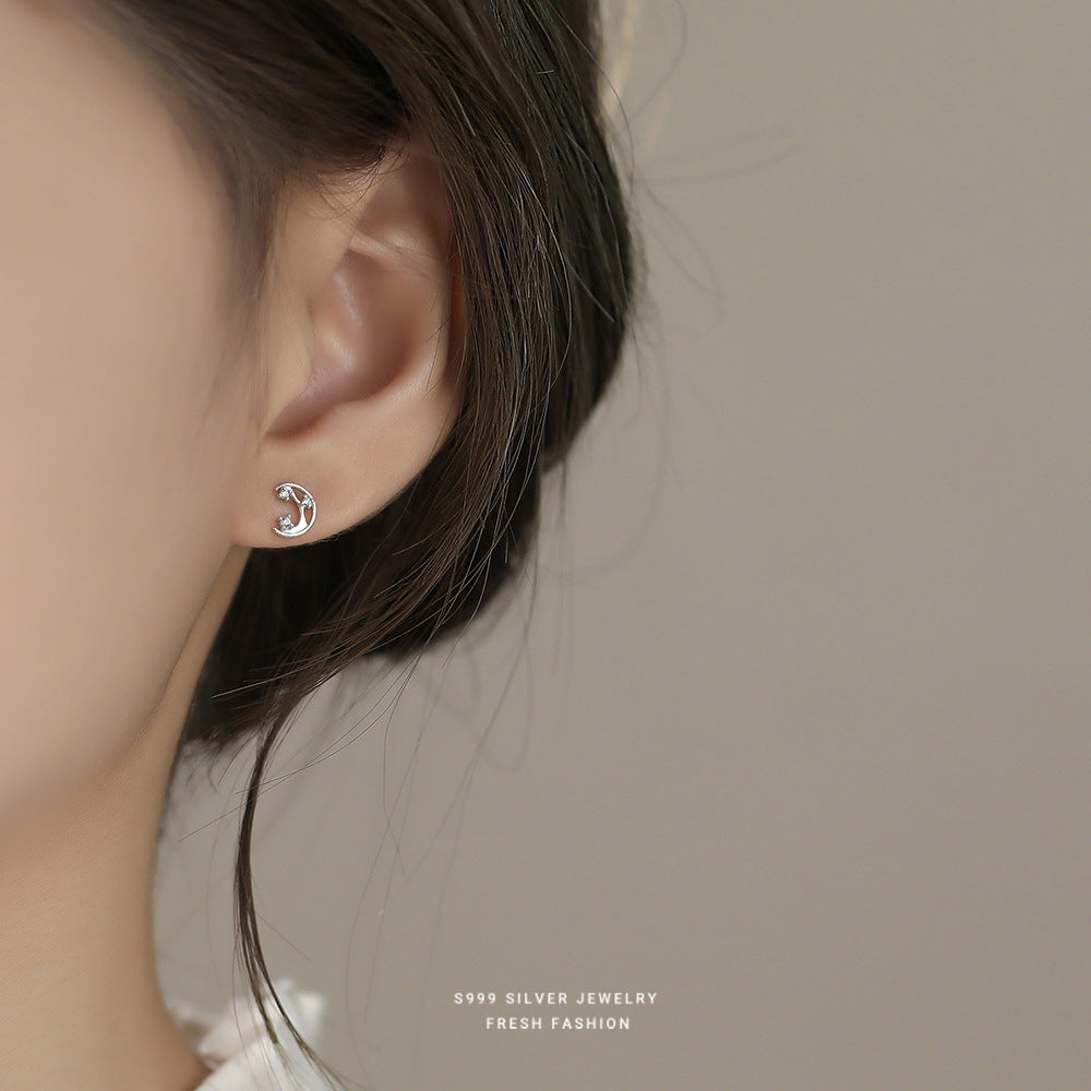 C廠 韓國韓版精緻鏤空蝴蝶月亮S999純銀耳環 批發 折扣@洽客服 25.12. W2「E5877」