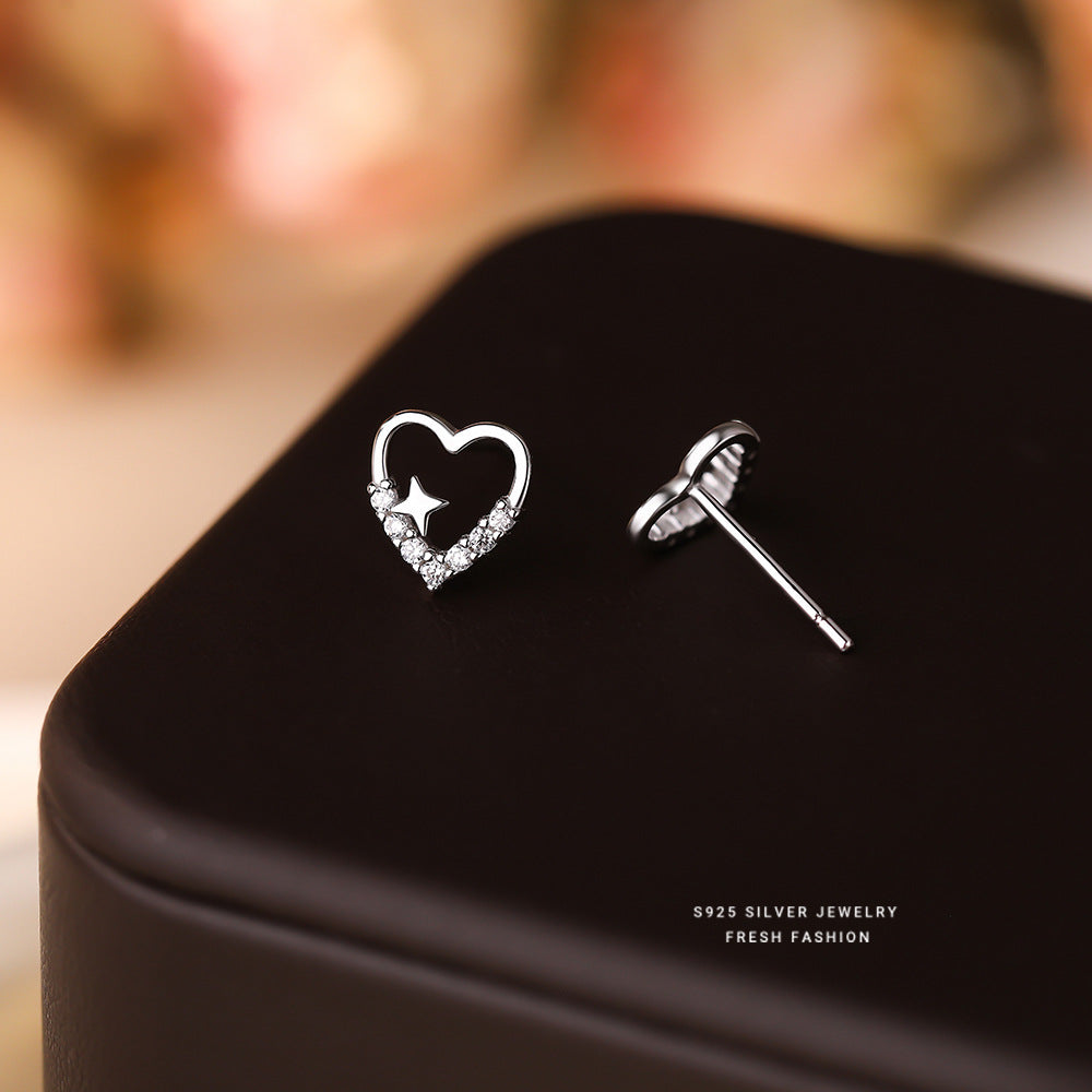 C廠 韓國韓版鏤空愛心四芒星S925純銀耳環 批發 折扣@洽客服 25.11.26「E5810」