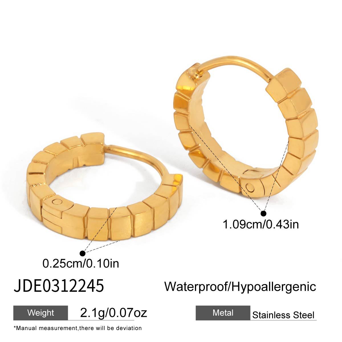 B廠 歐美款 義大利羅紋鈦鋼鍍18K金耳環 批發 折扣@洽客服  26.02.W3「JDE0312245」