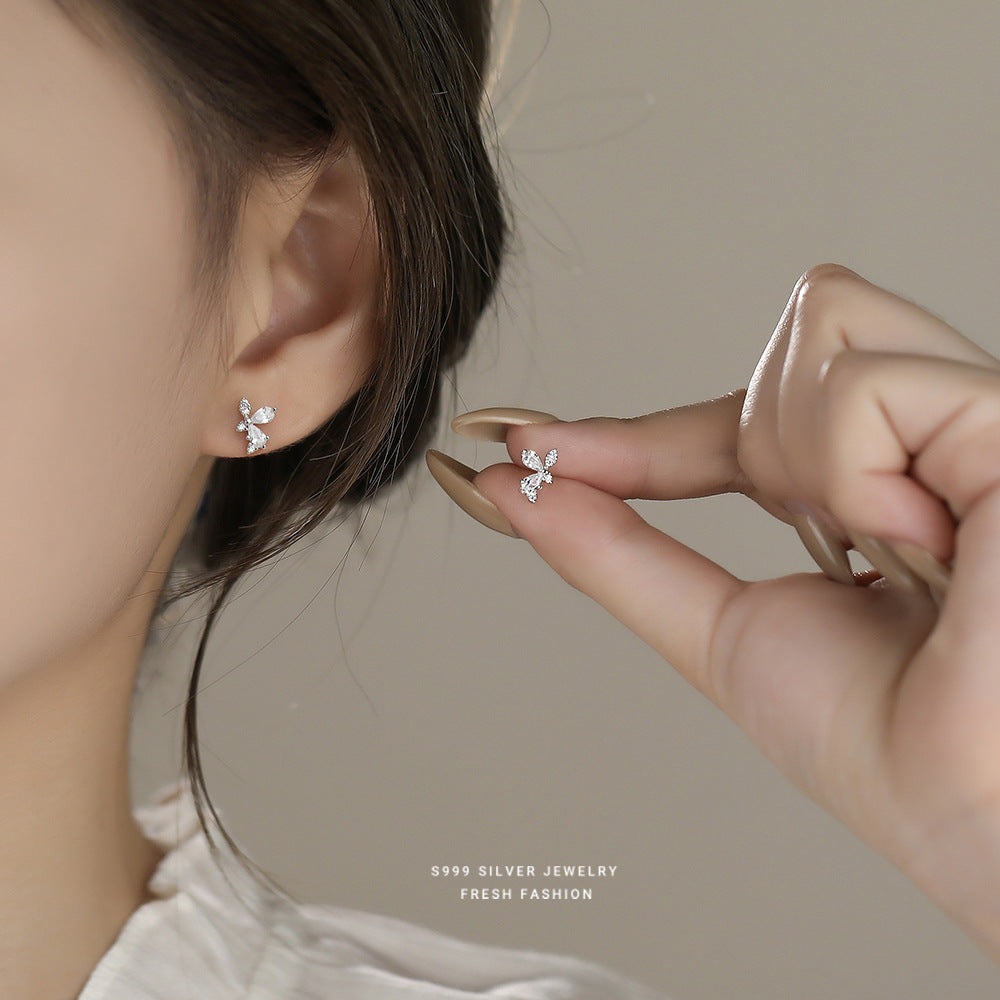 C廠 韓國韓版精緻鋯石蝴蝶S999純銀耳環 批發 折扣@洽客服 25.12. W2「E5875」