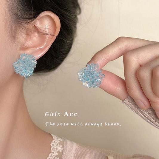 A廠 韓系立體藍色花朵銀針耳環 批發 折扣@洽客服 25.05.W4「504」