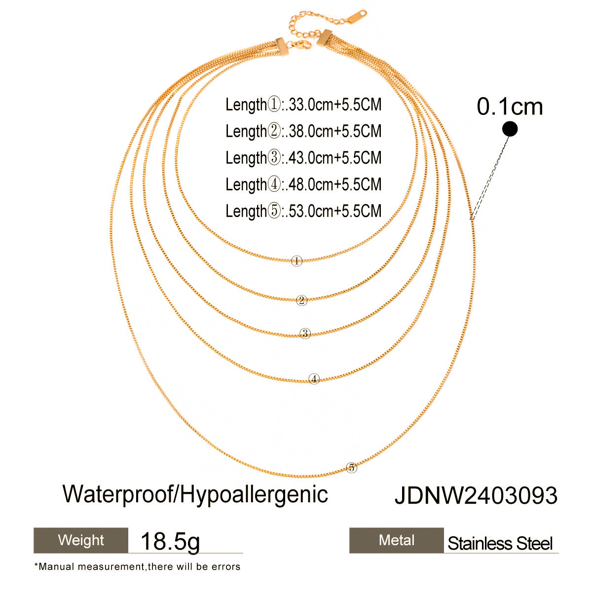 B廠 EVA 不鏽鋼鍍18K金多層項鍊「JDNW2403093」24.08 批發折扣@洽客服