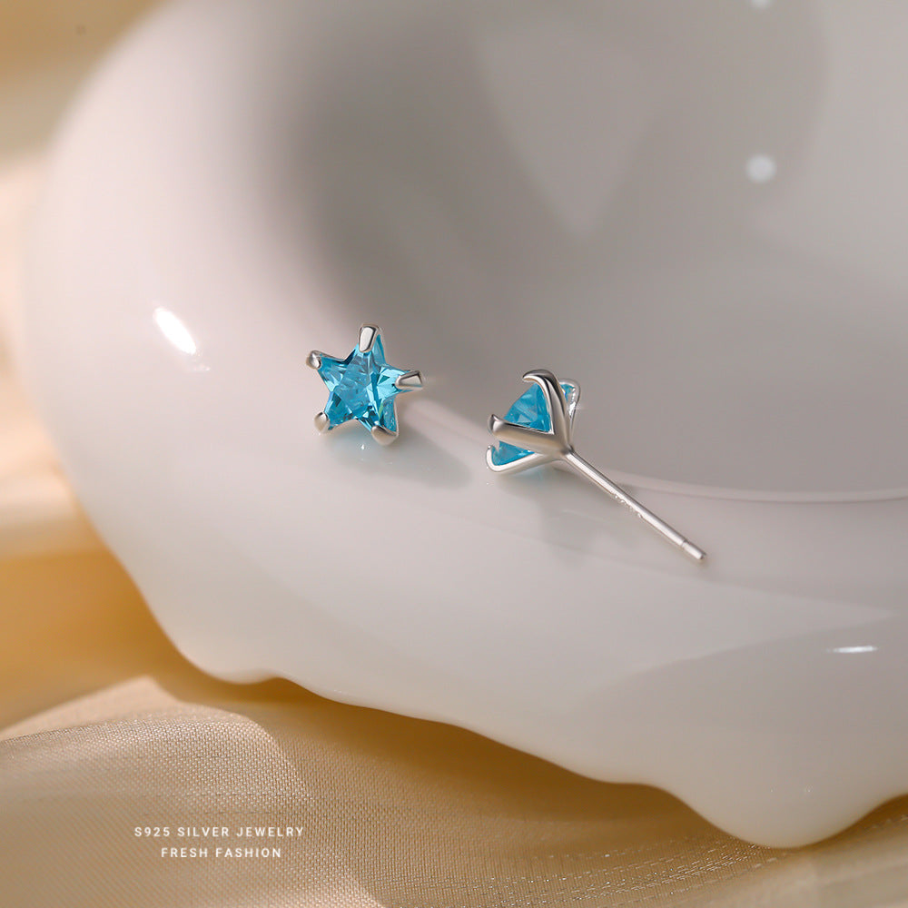 C廠 韓國韓版海藍五角星 S925純銀耳環 批發 折扣@洽客服 25.12. W2「E5846」