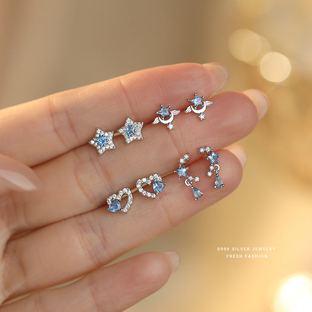 C廠 韓國韓版淺藍五芒星S999純銀耳環 批發 折扣@洽客服 25.12.W3「E5867 E5868 E5869 E5870」
