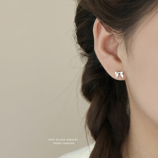 C廠 S999純銀｜韓國韓版蝴蝶結耳環 批發 折扣@洽客服 26.01.W3「E6093」