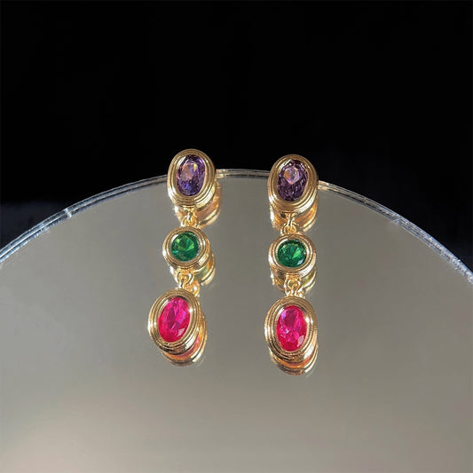 A廠 日韓款浪漫彩色鋯石銀針耳環 批發 折扣@洽客服 25.11.W4「3556」