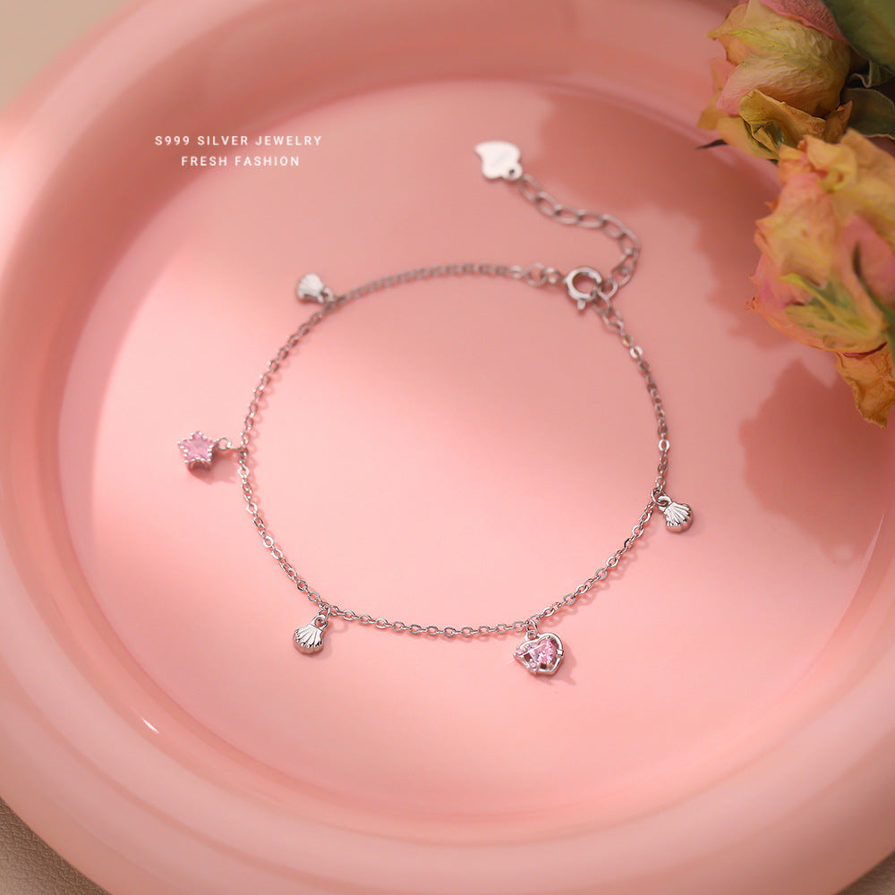 C廠 韓國韓版貝殼星星愛心S999純銀手鍊 批發 折扣@洽客服 25.10.W5「L1145」