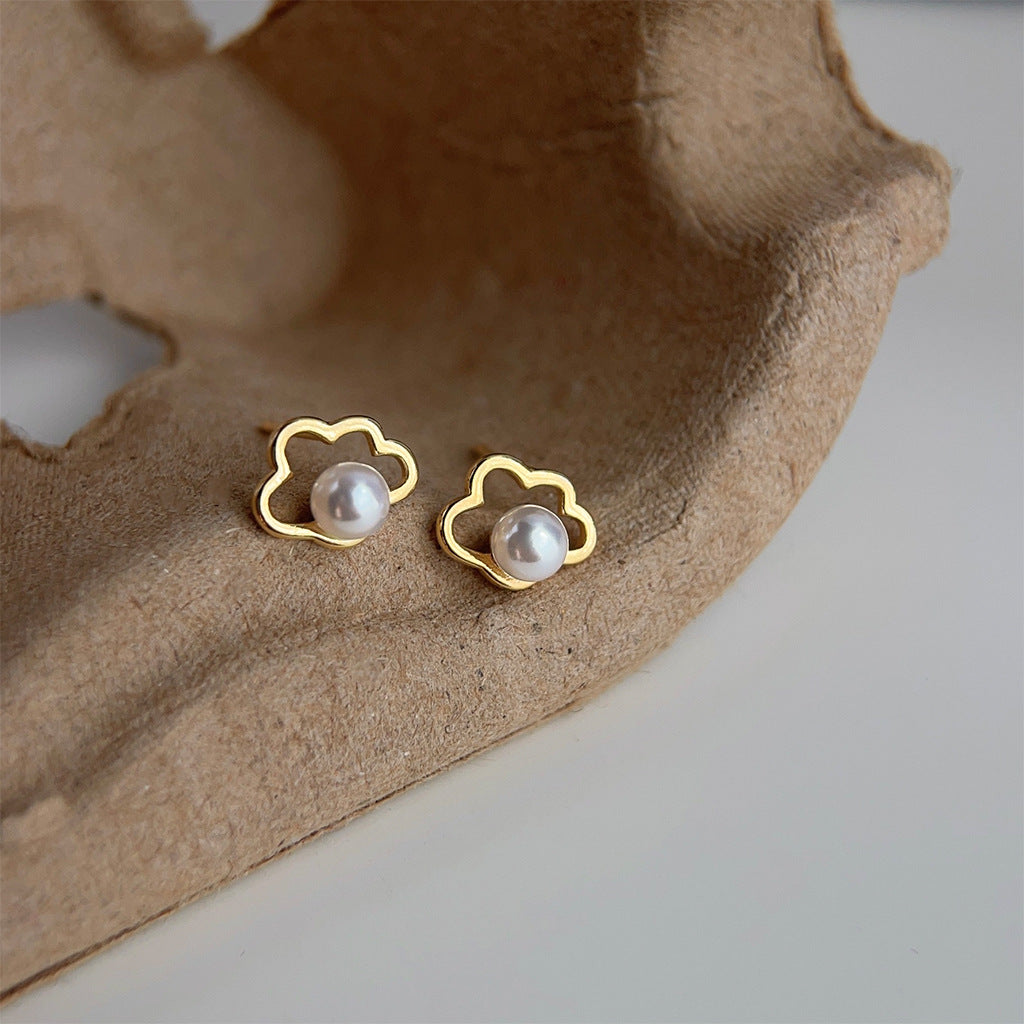 A廠 日韓款鏤空雲朵珍珠銀針耳環 批發 折扣@洽客服 25.11.W4「3770」