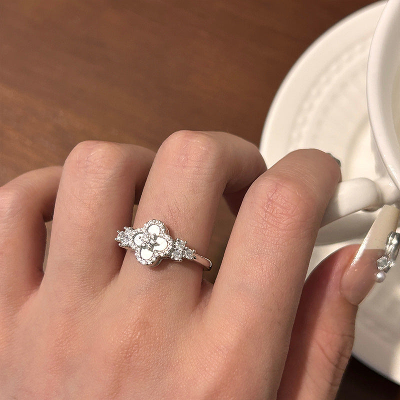 A2廠 日韓款鋯石幸運草開口戒指 批發 折扣@洽客服 25.11.W4「HR2787」