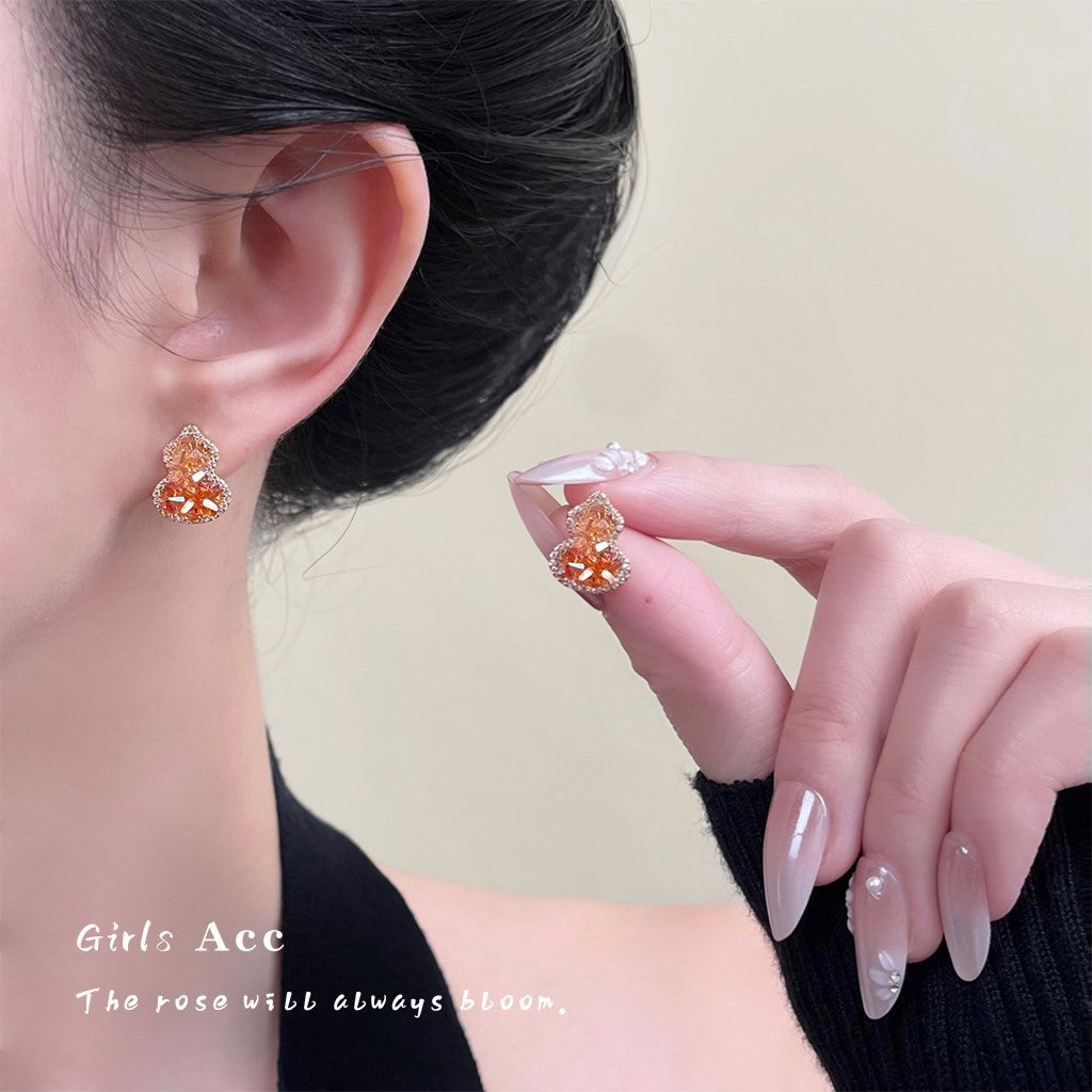 A廠 日韓款「福祿多多」輕奢風爆閃葫蘆耳環 批發 折扣@洽客服 26.01.W1「6949」