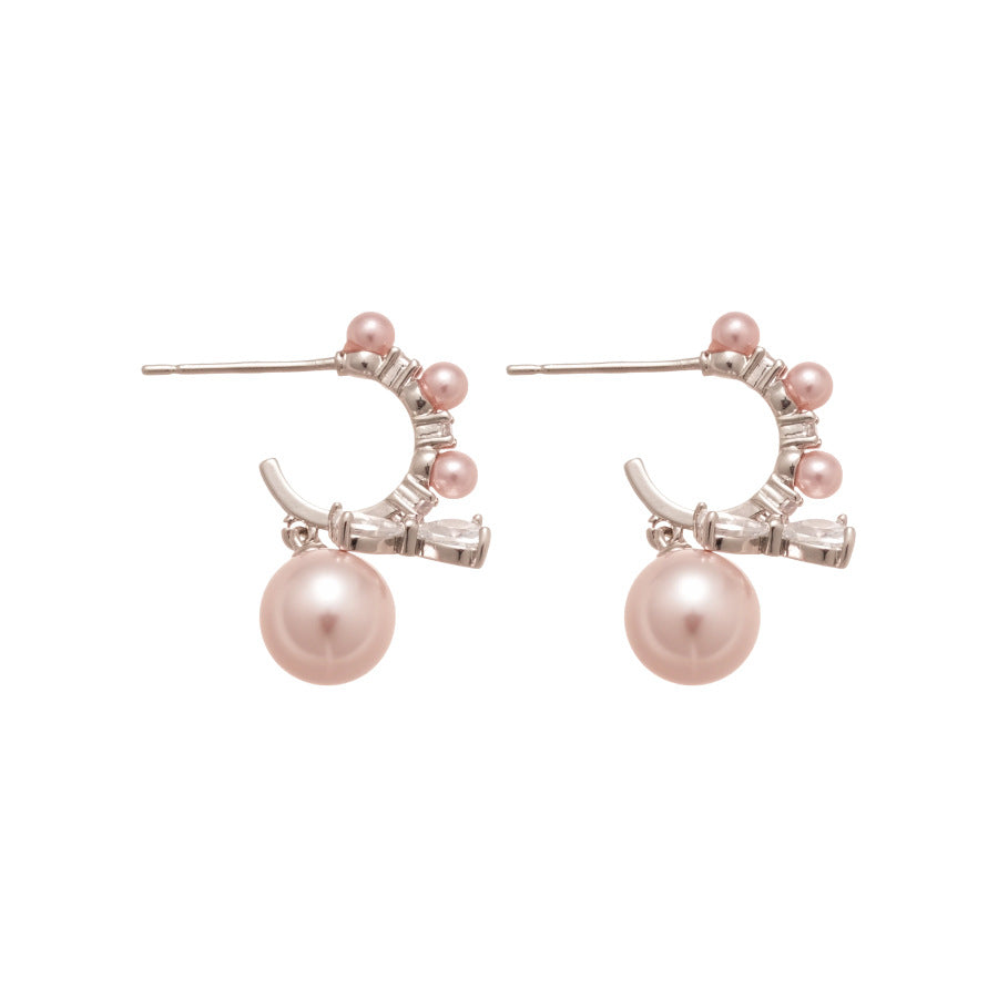 A2廠 韓國韓版 鋯石圓形蝴蝶結珍珠耳環批發 折扣@洽客服 26.03.W2「HE30985」