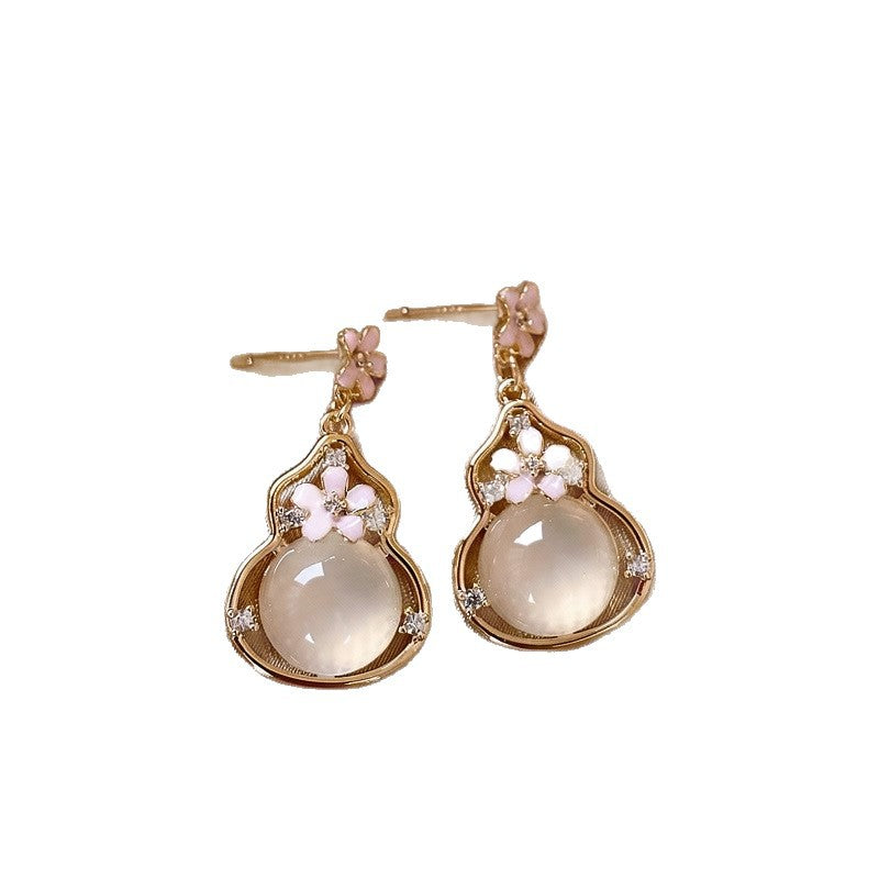 A2廠 韓國韓版鑲鑽樹脂花朵葫蘆銀針耳環批發 折扣@洽客服 26.04.W4「HE32376」