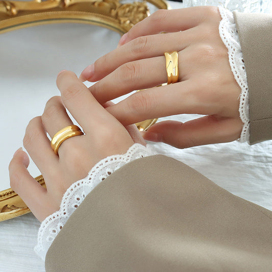 B廠【A231】歐美個性時尚鈦鋼不規則C形開口不可調節食指戒指女飾品指環簡約